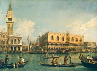 A Molo Bacino di San Marcoból mennybemenetele napján, Giovanni Antonio Canal, Canaletto néven ismert (1697-1768), Olaj, vászon, 53,5x71 cm, 1730-1