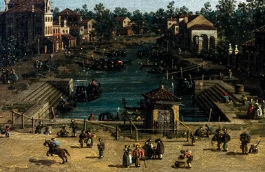 Mestre látképe a Canale delle barche-val, részlet, 1755-1760 körül (olaj, vászon)