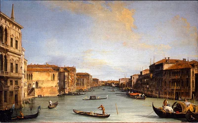 Vue du Grand Canal (Velence, Olaszország) (Kilátás a Grand Canalra) - Giovanni Antonio Canal dit Canaletto festménye (1697-1768), olaj, vászon (45x73 cm)