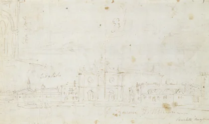 Murano: San Giovanni Dei Battuti, Velencével a távolban, 1735-40 körül (rajz)