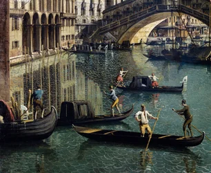 Rialto híd Velencében, részlet (olaj, vászon)