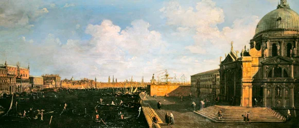 Kilátás a Canal Grandéra és a Santa Maria della Salute-ra (olaj, panel)