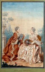 Madame de Julienne és Madame de Serre akvarell zenét készít Louis carrogis dit Carmontelle (1717-1806) 18. században. Párizs, Carnavalet Múzeum