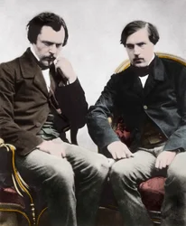 Edmond (1822-1896) és Jules (1830-1870) Goncourt testvérei, francia írók, Nadar - Les freres Edmond de Goncourt (1822-1896) és Jules de Goncourt (1830-1870) irodalomkritikusok és francia írók, fotó írta: Gaspard Felix Tournachon aka Felix Nadar