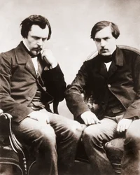 Edmond de Goncourt (1822-1896) és Jules de Goncourt (1830-1870) testvérek, irodalomkritikusok és francia írók, Gaspard Félix Tournachon, Félix Nadar néven ismert (1820-1910) fényképe, 1855 körül