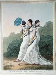 Grace, Fashion and Manners from Life, metszett: James Gillray (1757-1815), kiadó: G. Humphrey (kézzel színezett rézkarc)