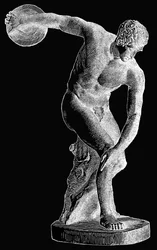 Görög atléta dobja a diszkoszvetőt, illusztráció Edward Ollier 