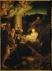 Szent éjszaka. A pásztorok imádása (festmény nyárfára)