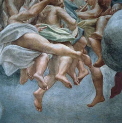 Angyalok, freskórészlet Ábrahám és Izsák szakaszáról, a pármai katedrális kupolájából, Antonio Allegri Da Correggio (1489-1534)
