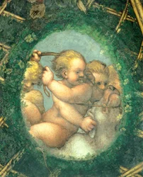 Ovát kerubokkal, Antonio Allegri Da Correggio (1489-1534) freskója, Apátnő szobája, San Paolo kolostor, Parma, Olaszország