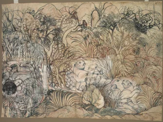 Umed Singh of Kota Hunting Lions (Umed Singh Kota-ból oroszlánvadászat közben)