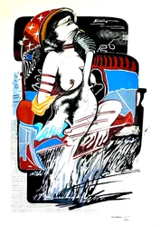 G. C. Riccardi, Léda a hattyúval, 1974, Tinte auf Papier, 50x70, Olaszország.