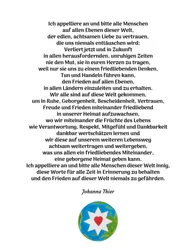 A béke üzenete a nemes, figyelmes szeretet csillagával a világ minden embere iránt.