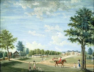 Raincy kastélya, az istállók és az orosz falu, 1754-93 körül
