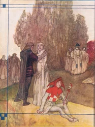 Belső borítóterv, a Tales from Shakespeare pubból. Ward Lock & Co Ltd, 1930-40-es évek