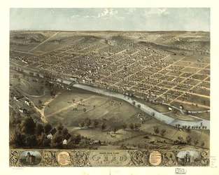 Peru városának madártávlati képe, Miami Co., Indiana 1868. LOC 73693386