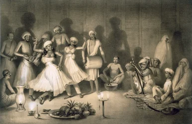 Nautch Girls tánca, kocsma. 1858.
