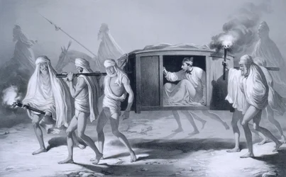 Indiai stílusú heverő a Punjabban, Loudiana és Amritsar között, 1859.