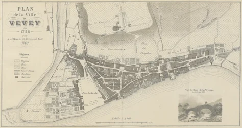 Vevey város térképe 1726 -ban