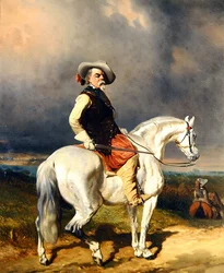 Cavalier fehér lovon (olaj, vászon)