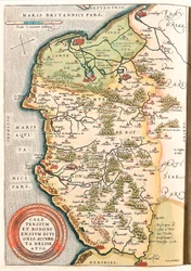 Caletensium et Bononiensium Ditionis Accurata Delineatio Boulonnais terület (Comte de Boulogne), Artois és Francia Flandria (Franciaország) földrajzi térképe, beleértve Calais, Arches, Greuelinge, Etaples és Montreuil helyeit... a „Theatrum Or”-ból átvéve