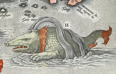 Részlet egy tengeri szörnyről, a „Typus orbis terrarum”-ból (az album fő címe, 90 térképet tartalmaz)
