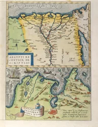 A Nílus-delta és az ókori Karthágó térképe a Theatre Orbis Terrarumból, Abraham Ortelius