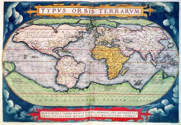 A világtérkép: "Typus Orbis Terrarum", Ortelius "Americasive New World" című művéből