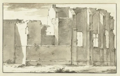 Kilátás a zandvoorti Grote Kerk kórus romjaira
