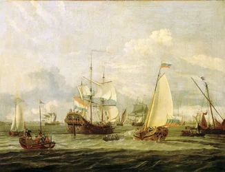 Nagy Péter (1672-1725) orosz cár egy hajót ellenőriz Amszterdamban (Hollandia). Abraham Storck (1635-1710) olaj, vászon.