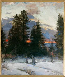 Sunset on a winter landscape (festmény vászonra)