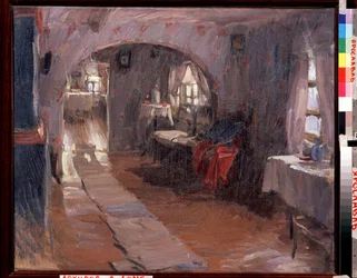Egy vidéki házban. Abram Jefimovics Arhipov (1862-1930) festménye. Olaj, vászon, 71,5 x 88 cm