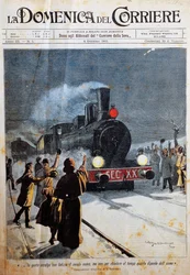 Az új évszázad érkezése, az emberek örömmel fogadják az új évszázadot, Achille Beltrame (1871-1945) illusztrációja a La Domenica del Corriere-ből, január 6.