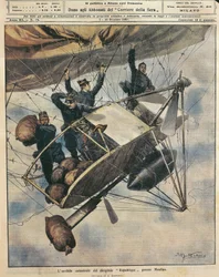 A Republique léghajó katasztrófája Moulins közelében, Franciaország, Achille Beltrame illusztrációja a La Domenica del Corriere-ből, október 3-10.