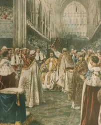 V. György király koronázásának borítóillusztrációja; London, Anglia