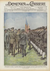 A király áttekinti az első amerikai kontingens csodálatos katonáit, akik az olasz frontra érkeztek