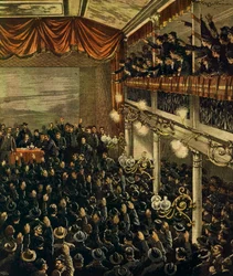 Vasútsztrájk Milánóban, Achille Beltrame, illusztráció, Achille Beltrame (1871-1945) illusztrátor, La Domenica del Corriere, 1905. április 30.