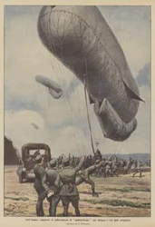 Az Isonzón sárkánylégballon emelő manőver a tüzérségi tűz irányítására