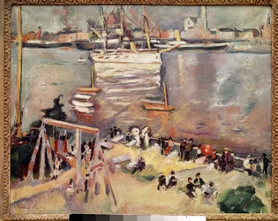 Belépés egy Corvette-be az antwerpeni kikötőben Othon Friesz festménye (1879-1949) 1906 Magángyűjtemény