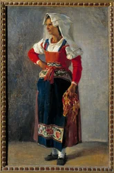 Egy Róma melletti paraszt portréja Achille Michallon festménye (1796-1822) 19. századi nap. 0,36x0,25 m