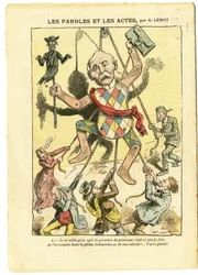 Achille Lemot (1846-1909) illusztrációja a Le Pèlerinben, 21/03/09 - Szavak és tettek - Antiszemitizmus, szabadkőműves-ellenesség, Anglia, Nagy-Britannia, vallás, hit, katolicizmus - Georges Clemenceau, zsidó, papok - Eldologiasítás, reifikáció