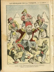 Illusztráció: Achille Lemot (1846-1909) Le Pelerinben, 2008.10.25 - Törökország elpusztulása - Törökország, Valláshit, Balkán, Bulgária, Bosznia-Hercegovina, Kréta, Katolikus Katolicizmus - II. Abdul-Hamid (1842-1918)