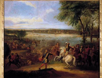 XIV. Lajos (1638-1715) Rajna átjárása Tolhuis előtt 1672.12.07 Adam Frans Van der Meulen (1632-1690) festménye V. 0,6x0,7 m