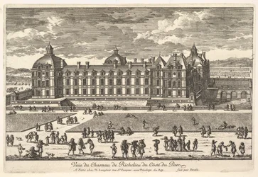 Kilátás a Château de Richelieu-ra a park oldaláról, 17. század.