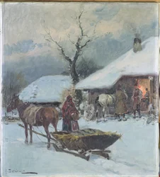 Szánok egy ház előtt, 1930