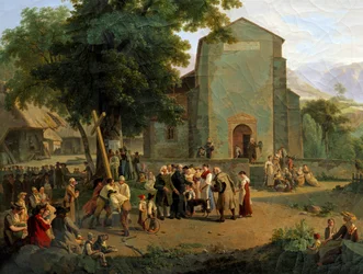 Az istentisztelet visszaállítása a forradalom után. Adam Topffer (1766-1847) svájci festménye