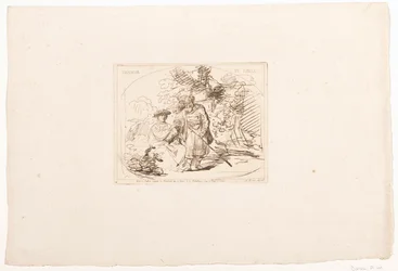 Juda odaadja Tamarnak a pecsétgyűrűjét Thamar et Judas (cím a tárgyon) Hat nyomat Rembrandt rajzai után, a bécsi Hofbibliothekben (sorozat címe) Six estamppes gravées d