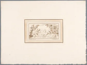 Folyói táj egy erőd falával Nyomatok Guercino rajzai nyomán, a bécsi Hofbibliothekben (sorozat címe) Recueil d