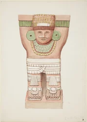 Caryatid a külső kamrából, A-templom, labdapálya-templom, Chichen Itza, Mexikó