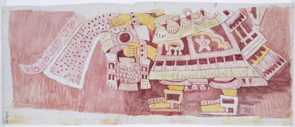 A Casa de Barrios „Papok Háza” falfestményének másolata, Teotihuacan, Mexikó (akvarell)